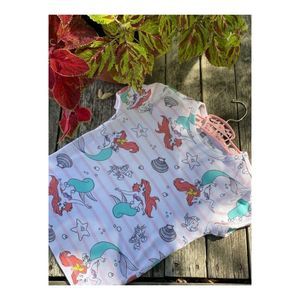 Disney X The Gap Little Mermaid Sleep Suit Tee Shirt Sz 12